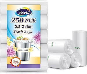 61JvZCq-OhL.__AC_SY300_SX300_QL70_ML2_ Teivio 0.5 Gallon Mini Trash Bags Review Small Durable Plastic Liners Tested